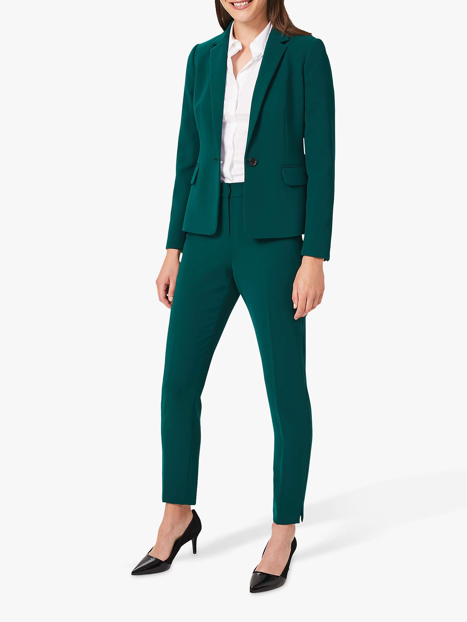 Buy Hobbs Petite Adelia Slim Trousers, Leaf Green Online at johnlewis.com