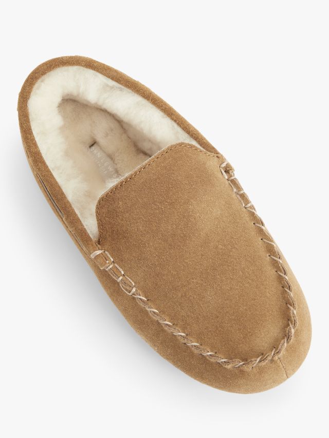 John Lewis Kids Suede Moccasin Slippers Tan 13 Jnr