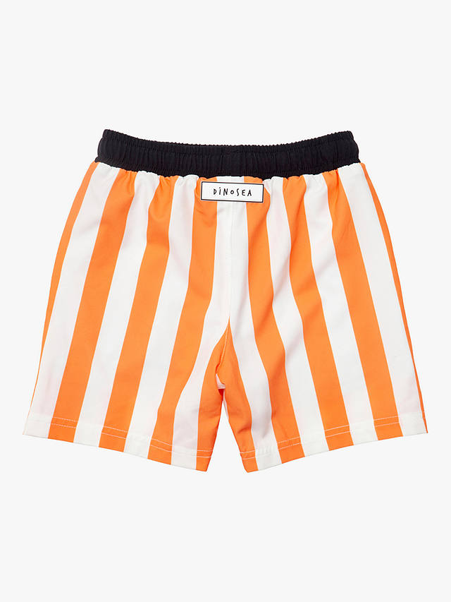 Roarsome Pounce Striped Swim Trunks, Mid Orange