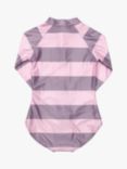 Roarsome Kids' Hop Striped Long Sleeve Swimsuit, Grey/Purple