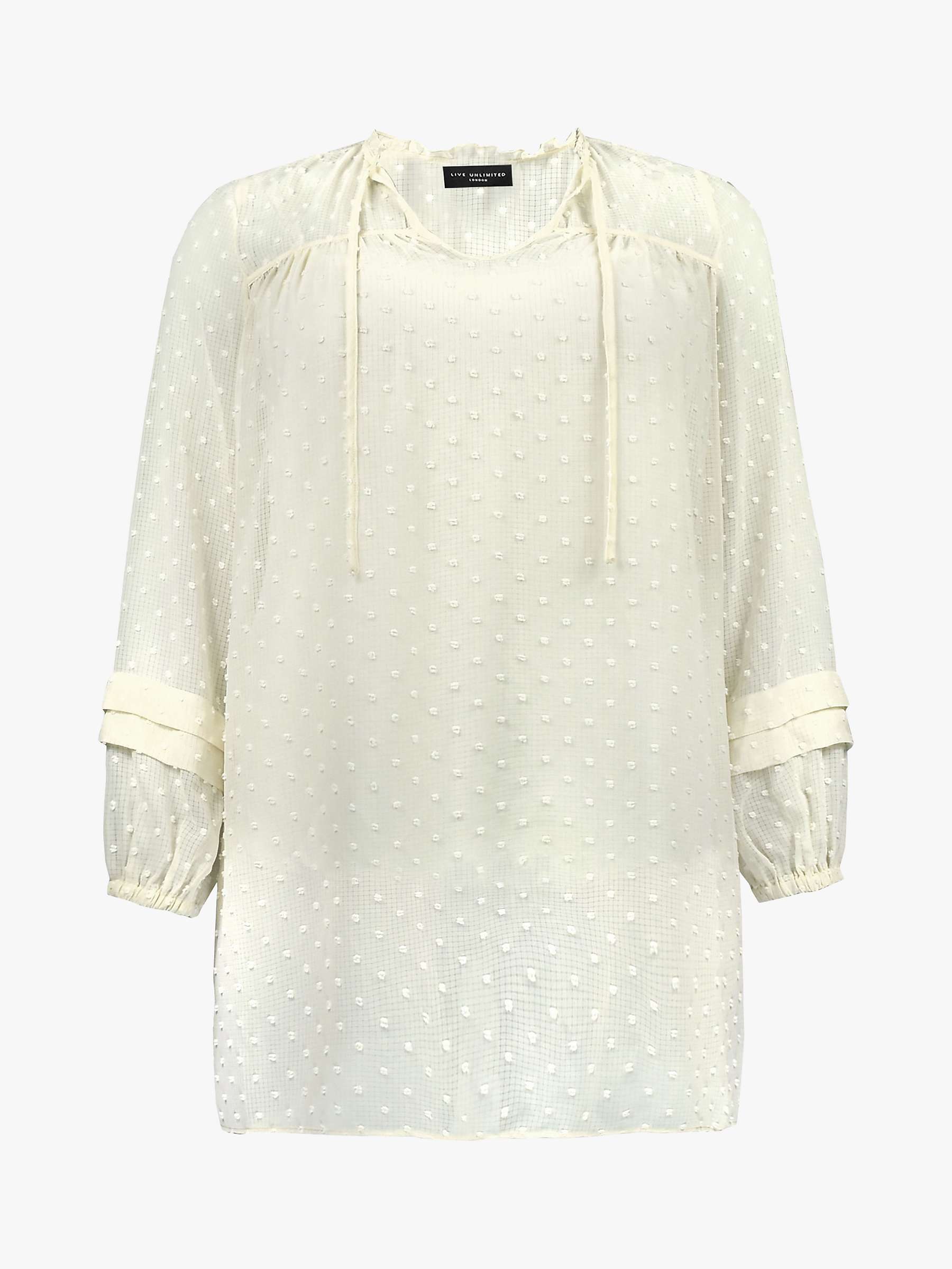 Live Unlimited Curve Check Textured Tunic Top, Ivory at John Lewis ...