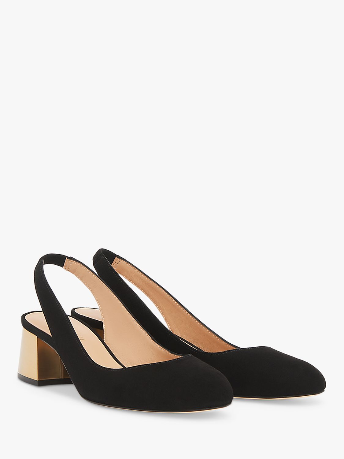 L.K.Bennett Trudy Suede Slingback Court Shoes, Black at John Lewis ...