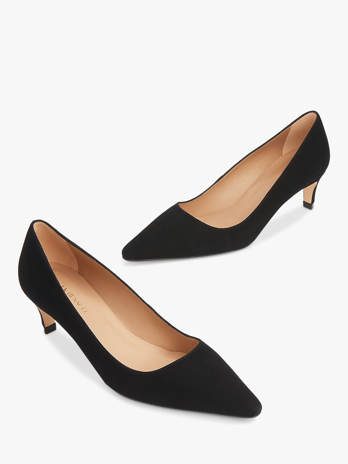 L.K.Bennett Ava Suede Kitten Heel Court Shoes, Black, 8