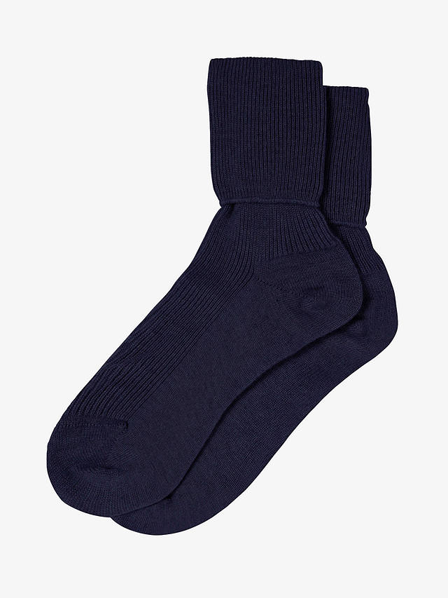 Brora Cashmere Blend Socks, French Navy