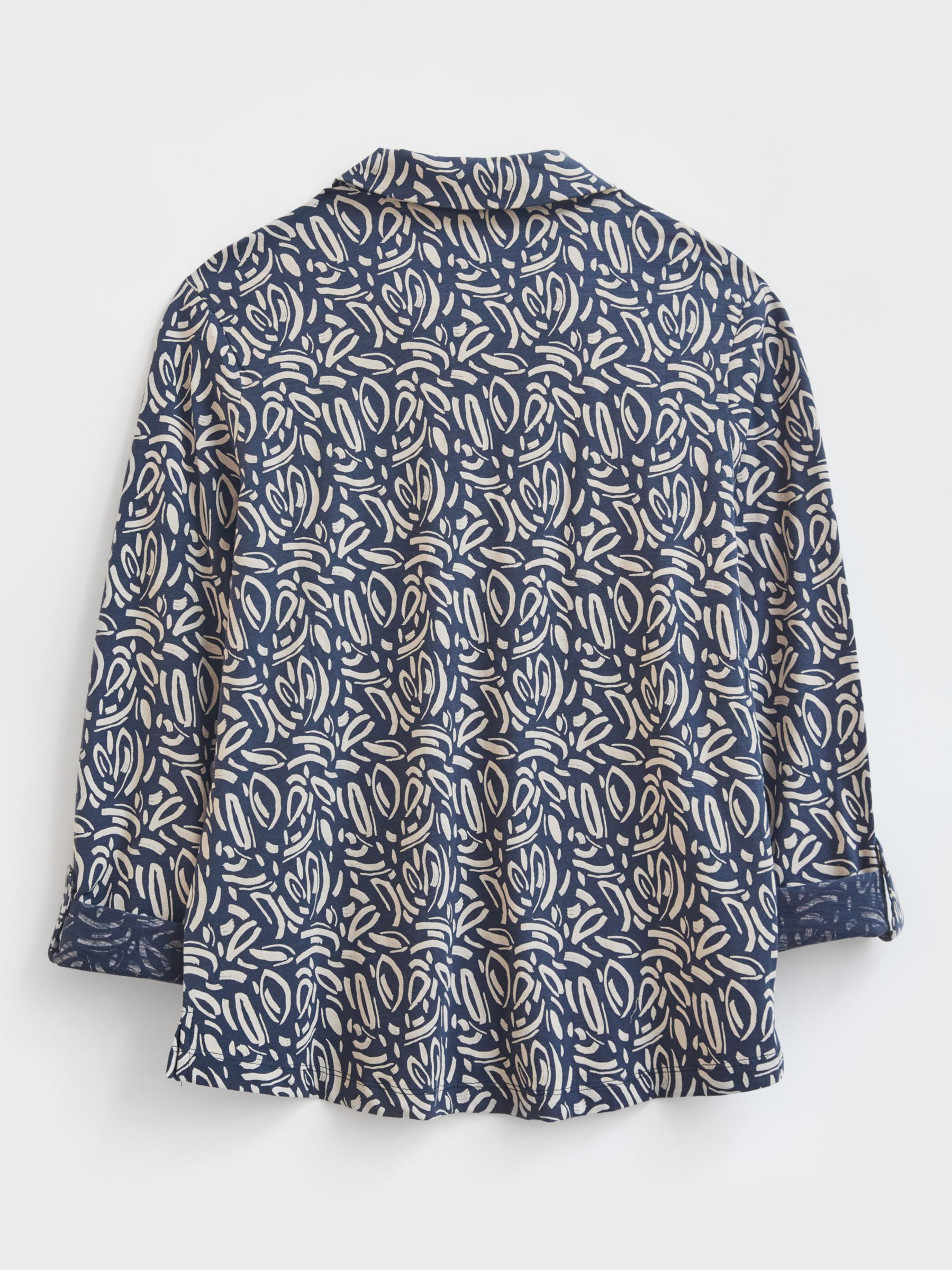 White Stuff Annie Cotton Printed Shirt, Navy