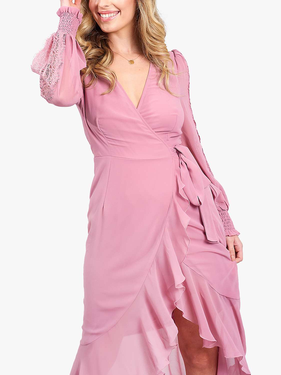 Buy Little Mistress Lace Detail Midi Wrap Dress Online at johnlewis.com