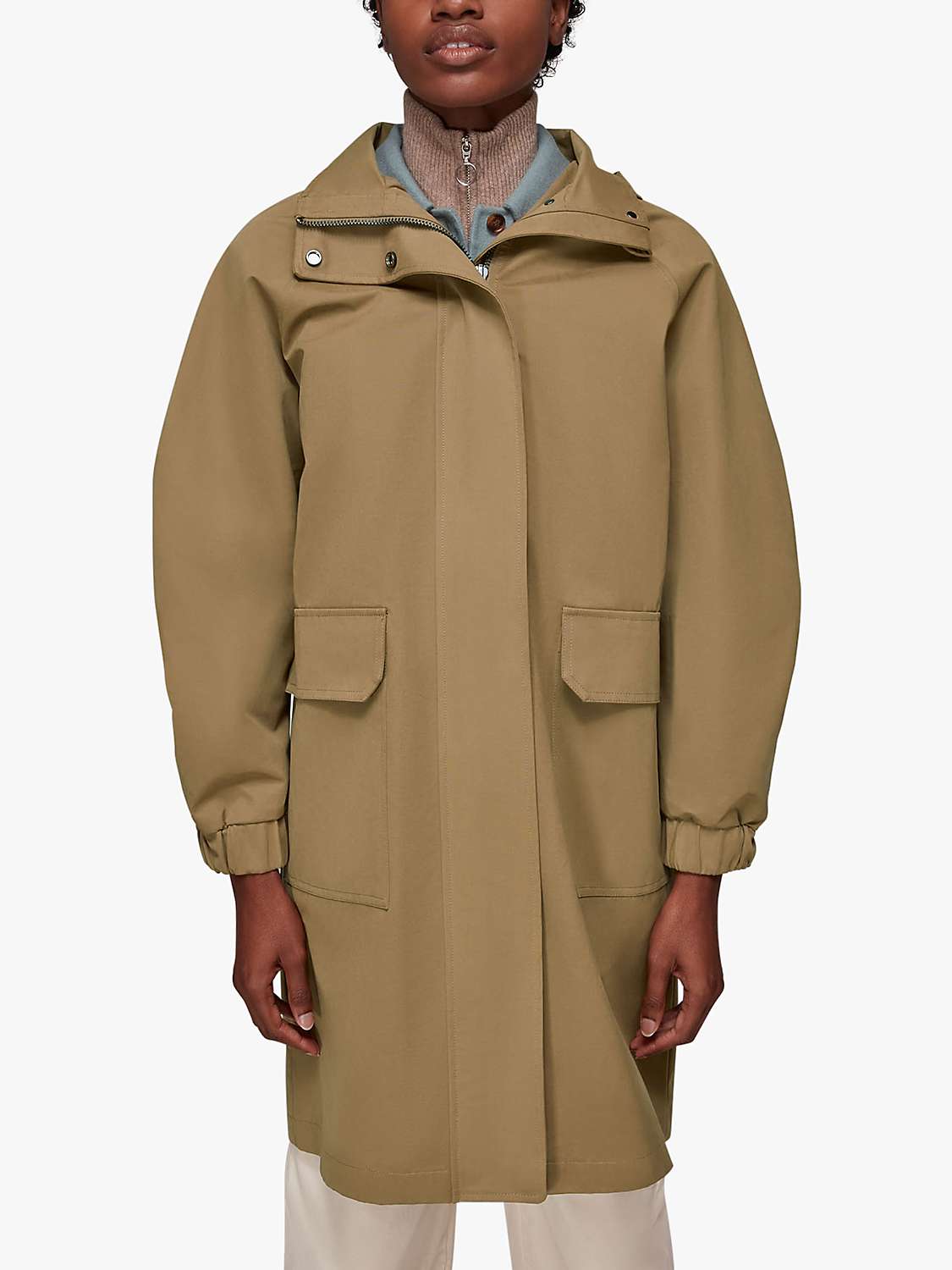 Whistles Thea Hooded Coat, Camel at John Lewis & Partners