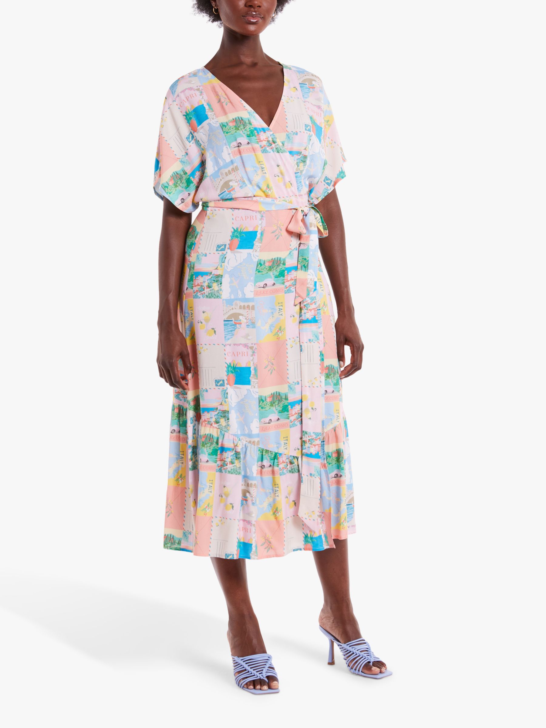 Never Fully Dressed Postcards Wrap Over Dress, Multi