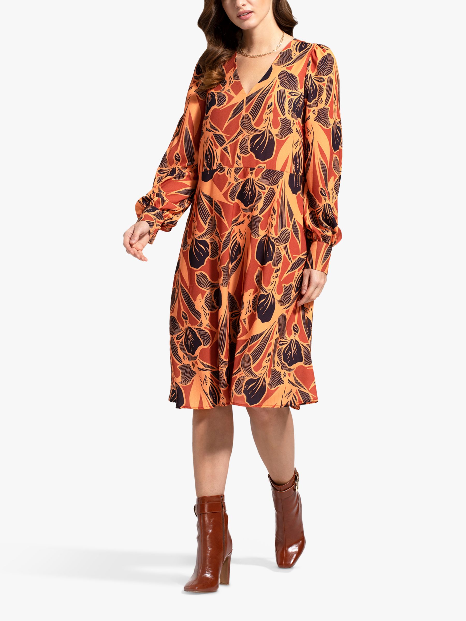 Buy HotSquash Floral Chiffon Dress, Brown/Multi Online at johnlewis.com