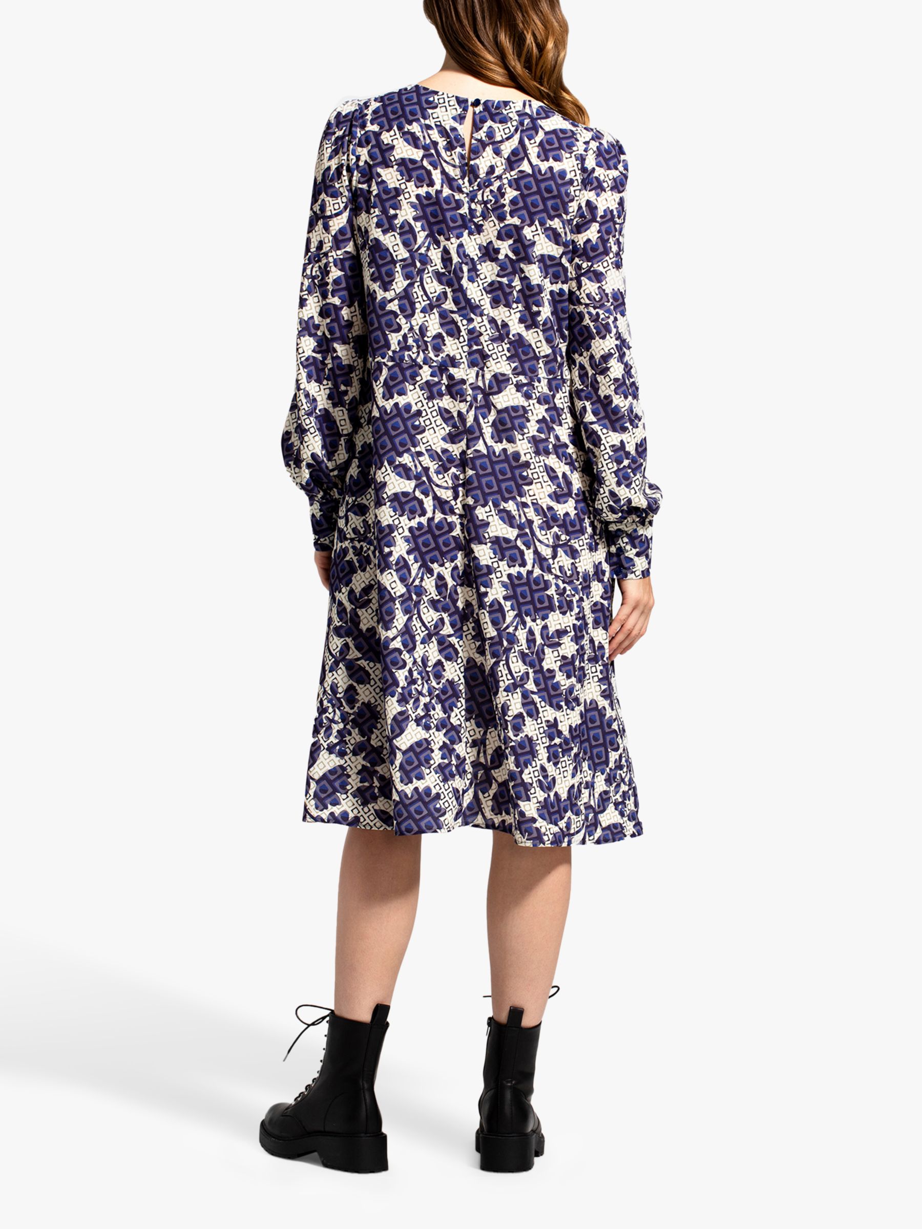 Buy HotSquash Geometric Blossom Print Chiffon Dress, Blue Online at johnlewis.com