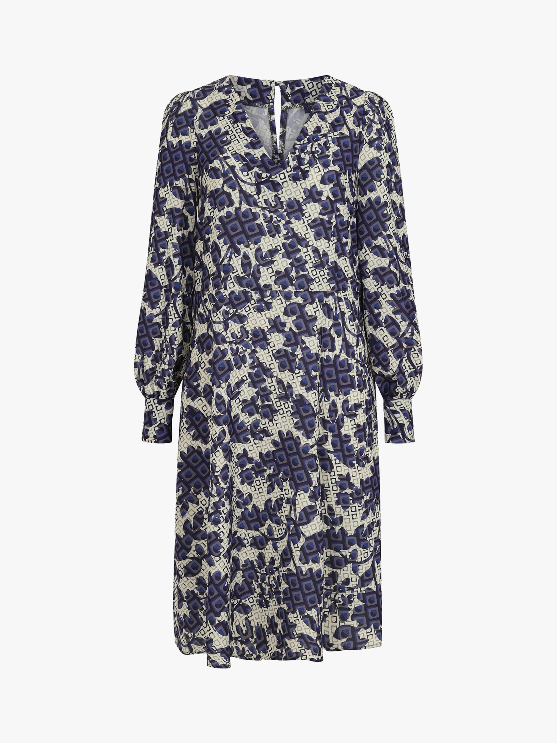 Buy HotSquash Geometric Blossom Print Chiffon Dress, Blue Online at johnlewis.com