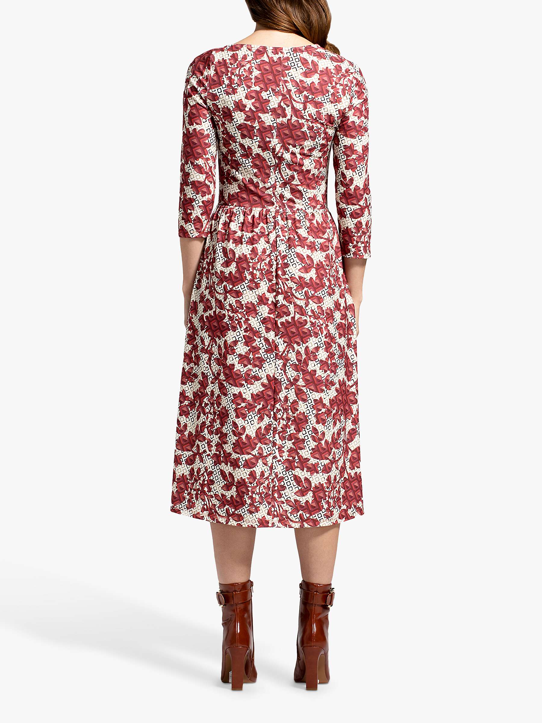 Buy HotSquash Geo Blossom Print Asymmetric Neck Midi Dress, Red/Multi Online at johnlewis.com