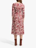 HotSquash Geo Blossom Print Asymmetric Neck Midi Dress, Red/Multi