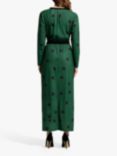 HotSquash Spot Print Tie Neck Maxi Dress, Bottle Green