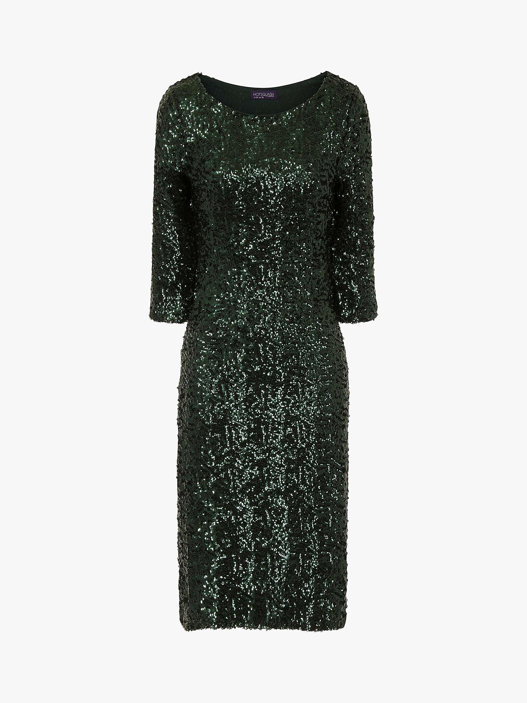 Buy HotSquash Sequin Sheath Dress, Bottle Green Online at johnlewis.com