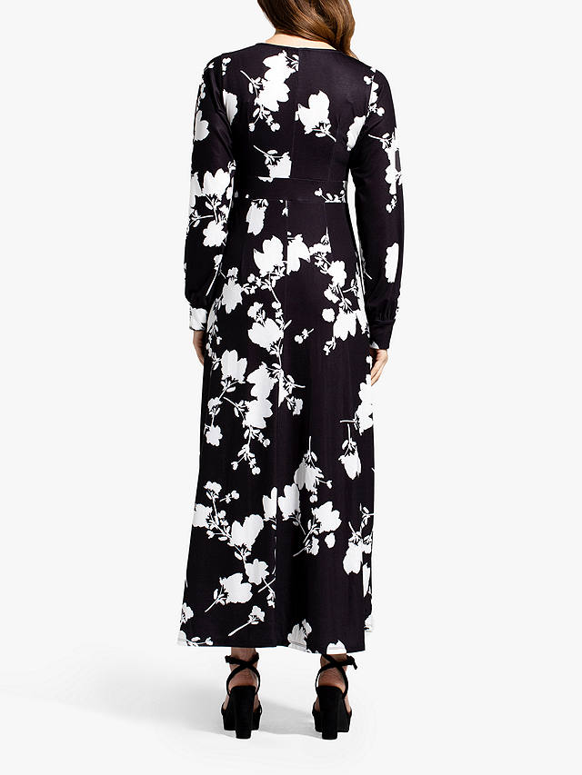 HotSquash Floral Chiffon Long Sleeve Maxi Dress, Black/White at John ...