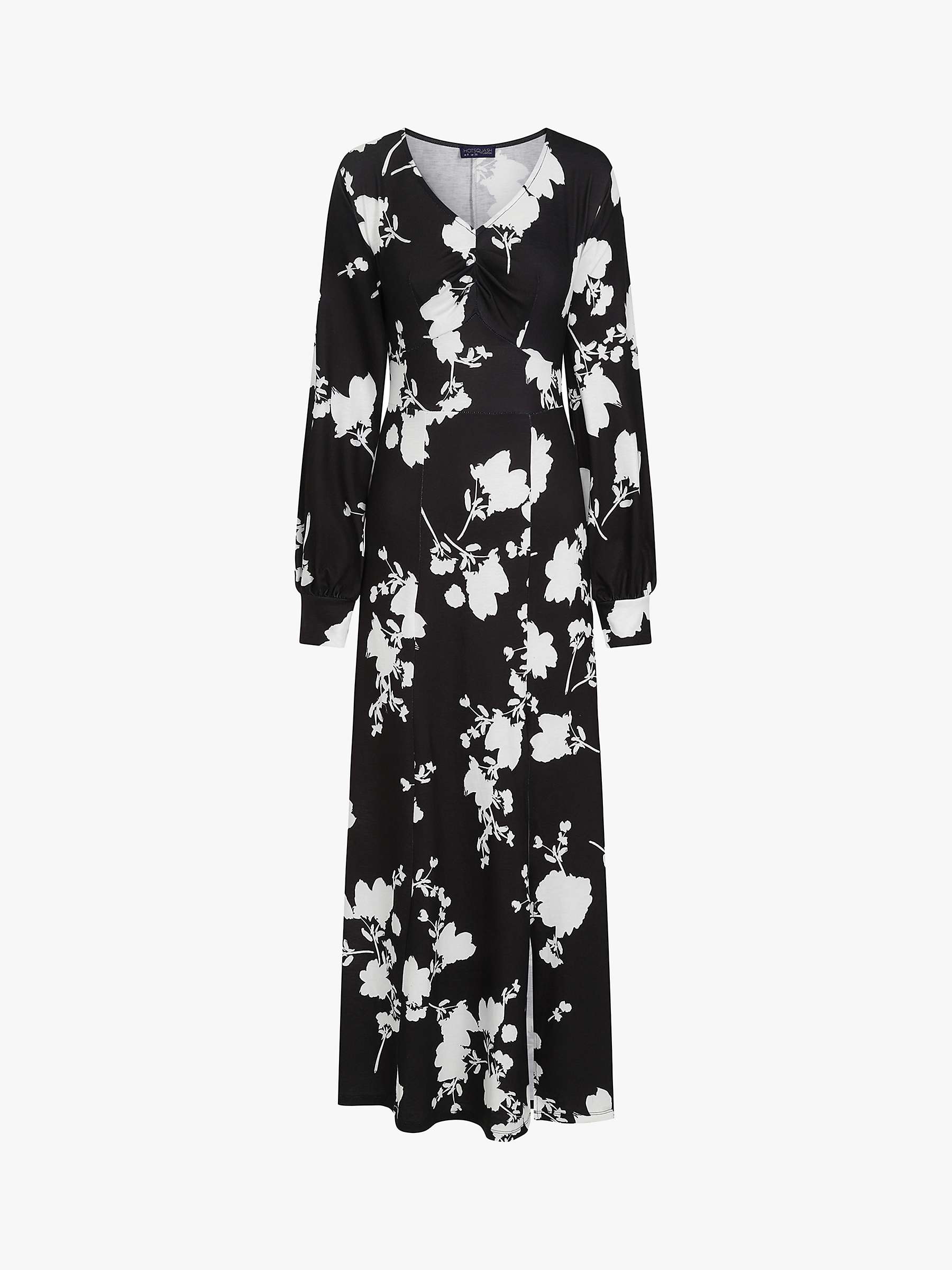 Buy HotSquash Floral Chiffon Long Sleeve Maxi Dress, Black/White Online at johnlewis.com