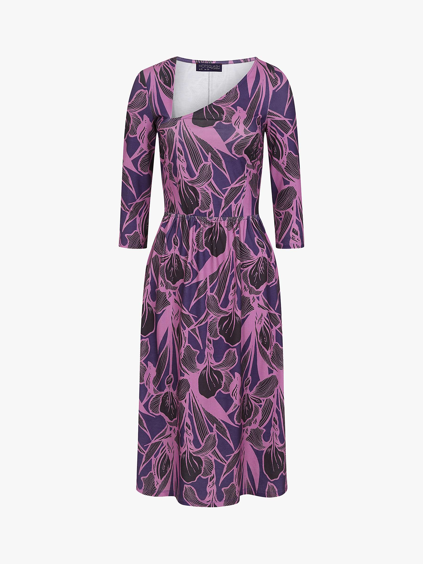 Buy HotSquash Damson Floral Print Asymmetric Neck Midi Dress, Purple Online at johnlewis.com
