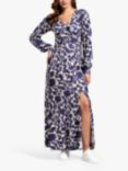 HotSquash Geo Blossom Print Long Sleeve Maxi Dress, Blue/Multi