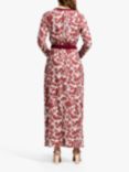 HotSquash Blossom Print Tie Neck Maxi Dress, Burgundy