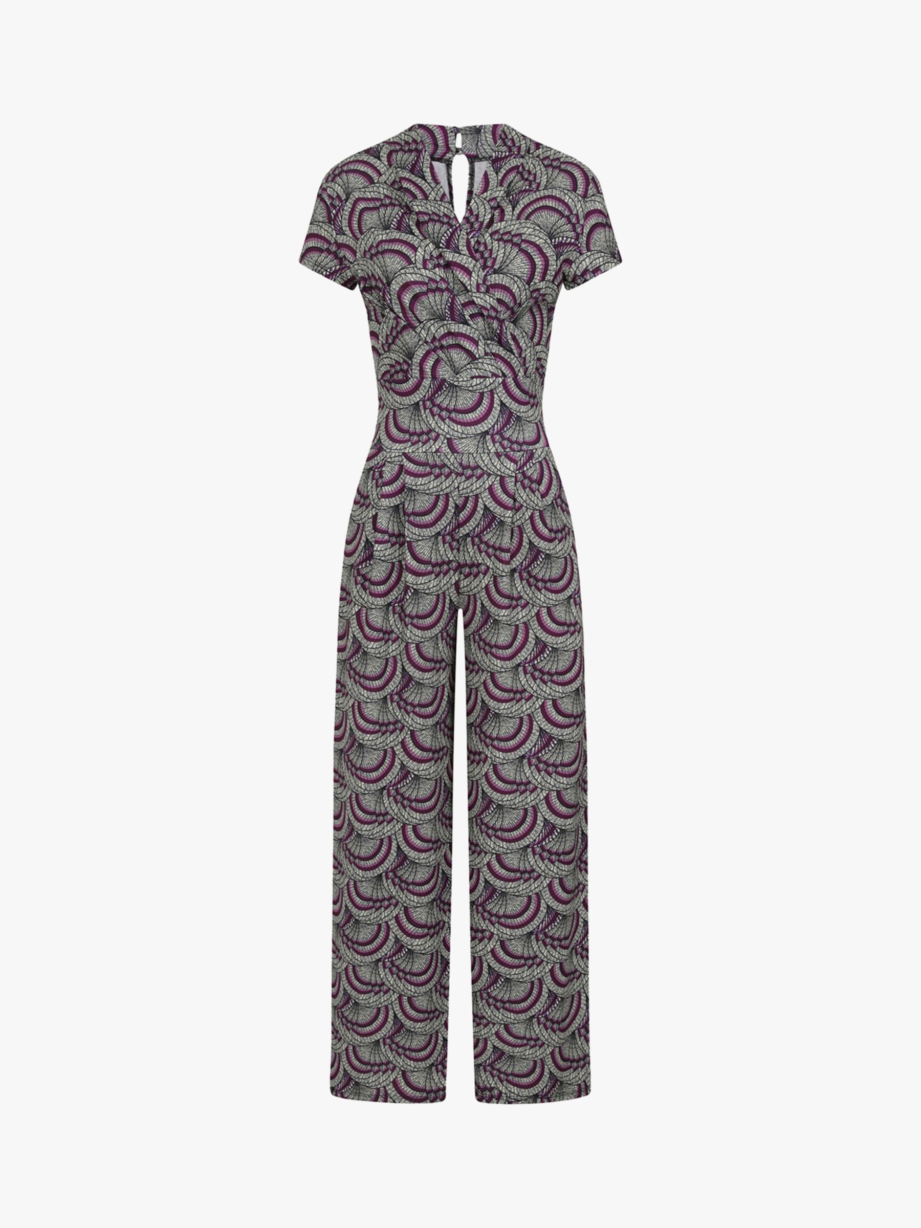 HotSquash Kimono Print Wide Leg Jumpsuit, Purple/Multi, 8