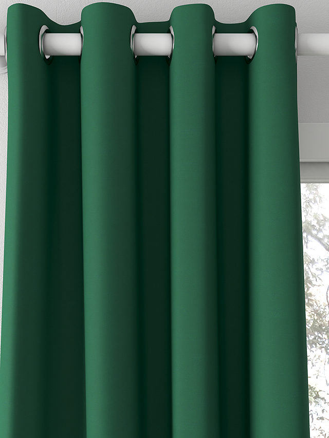 John Lewis Velvet Pair Lined Eyelet Curtains, Emerald, W167 x Drop 137cm
