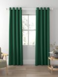 John Lewis Velvet Pair Lined Eyelet Curtains, Emerald