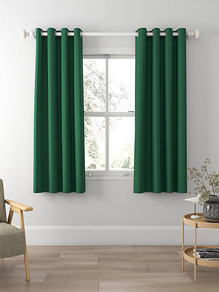 John Lewis & Partners Velvet Pair Lined Eyelet Curtains, Emerald, W167 x Drop 137cm