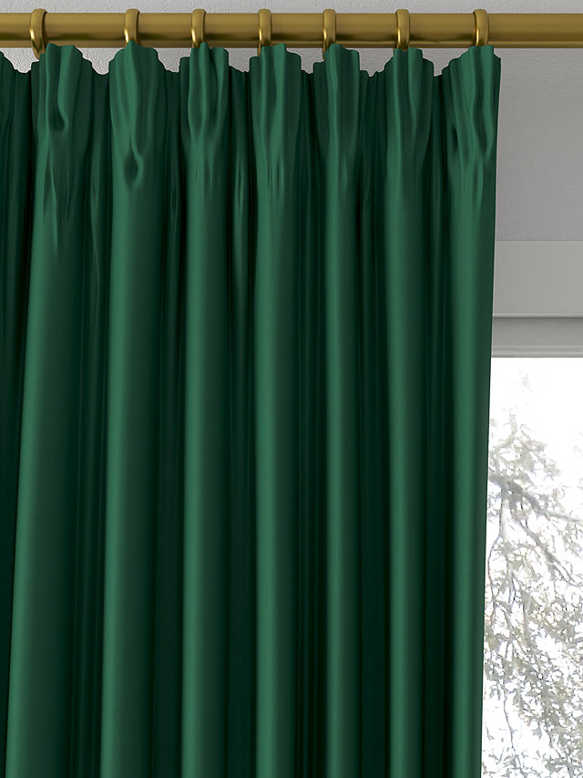 John Lewis Velvet Pair Lined Pencil Pleat Curtains, Emerald, W167 x Drop 137cm