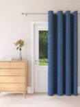 John Lewis Textured Weave Recycled Polyester Thermal Lined Eyelet Door Curtain, Blue