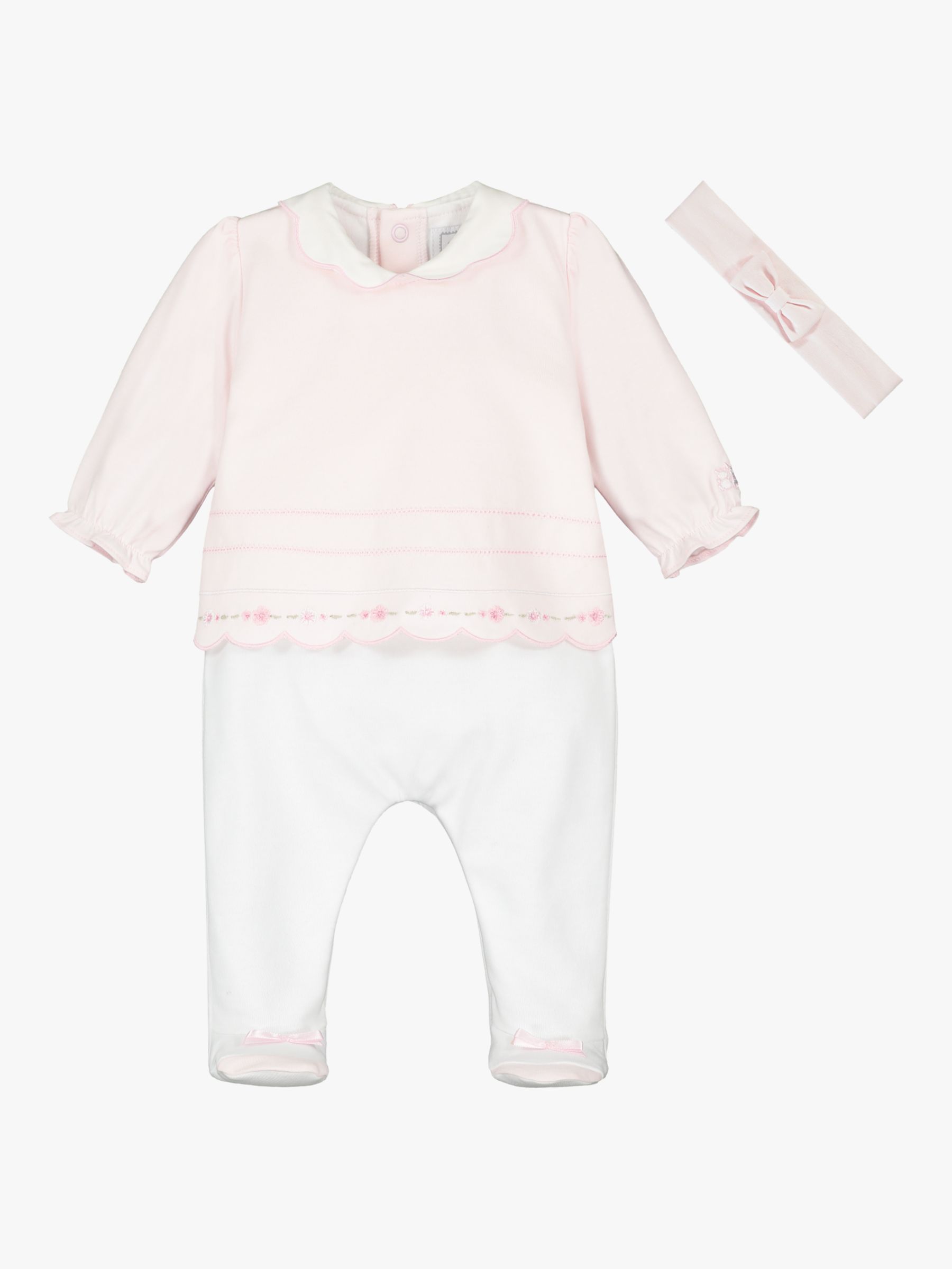 Emile et Rose Baby Betty Sleepsuit & Headband Set, Pale Pink, Newborn