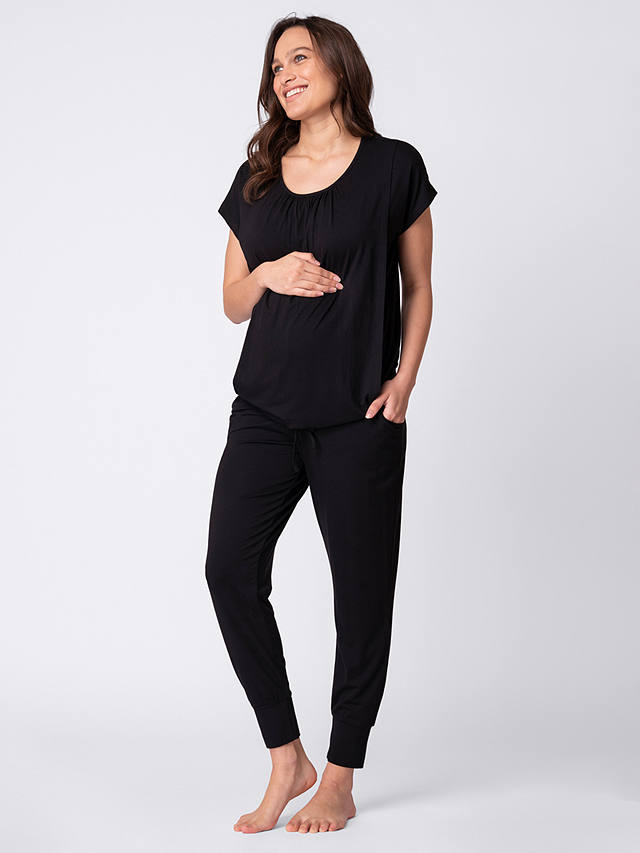 Seraphine Karen Plain Maternity & Nursing Loungewear Set, Black