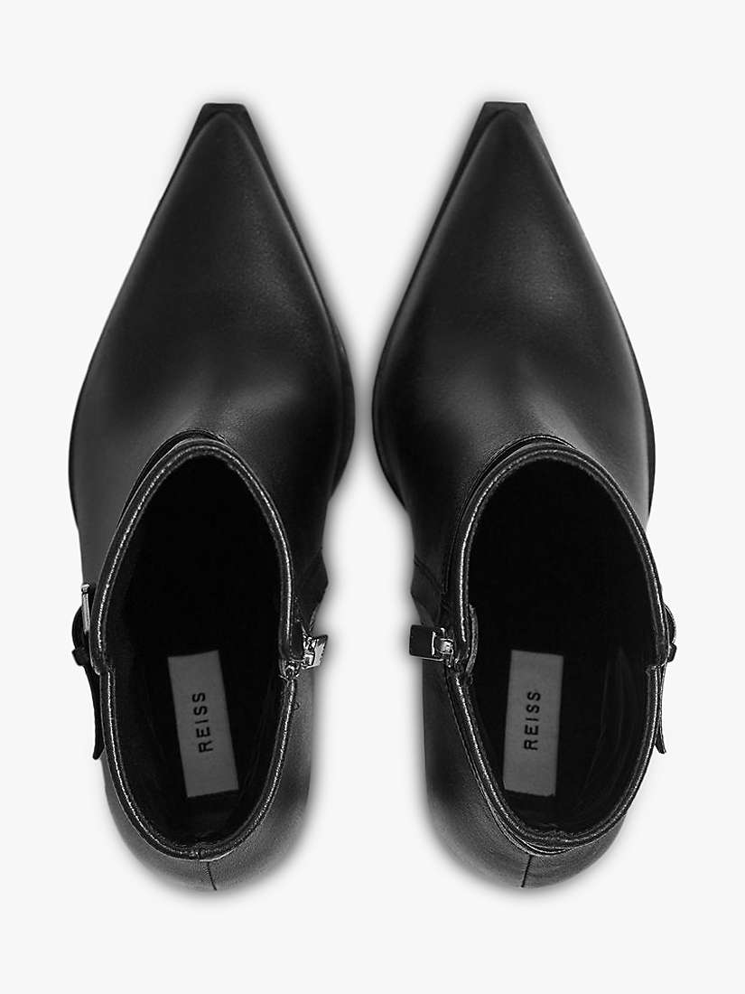 Reiss Ada Leather Pointed Toe Ankle Boots, Black at John Lewis & Partners