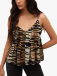 Mango Leopard Print Pleated Detail Strappy Top, Brown