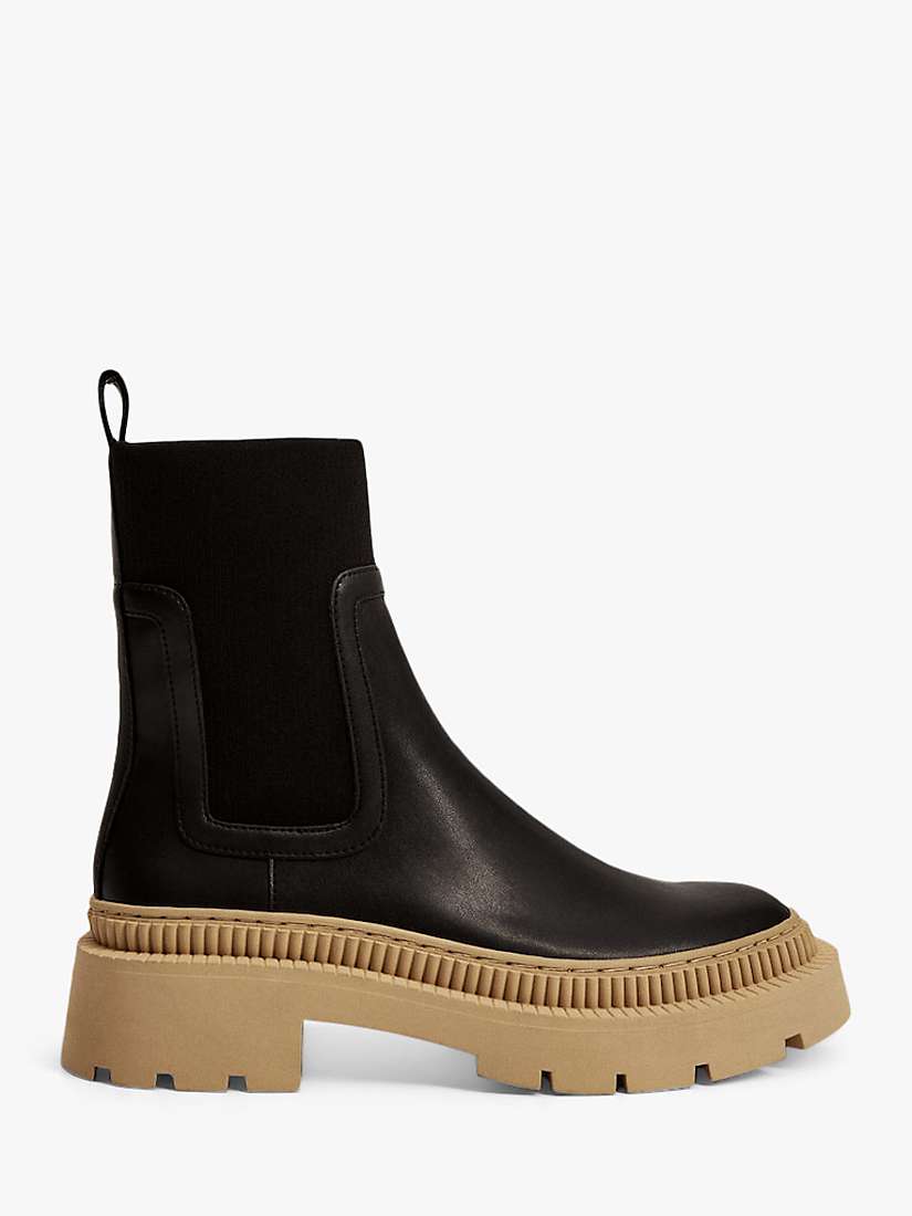 Buy Mango Leather Track Outsole Block Heel Ankle Boots Online at johnlewis.com