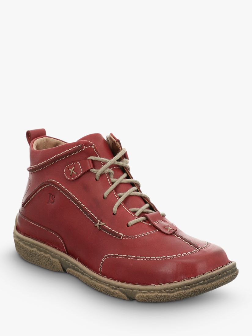 Josef Seibel Neele 52 Lace-Up Leather Ankle Boots, Red at John Lewis ...