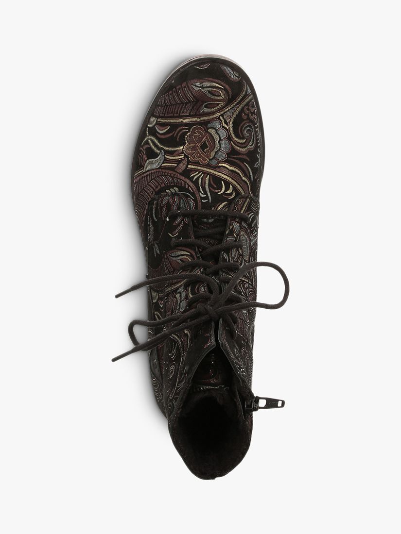 Josef Seibel Sanja 01 Paisley Leather Ankle Boots, Black, 3