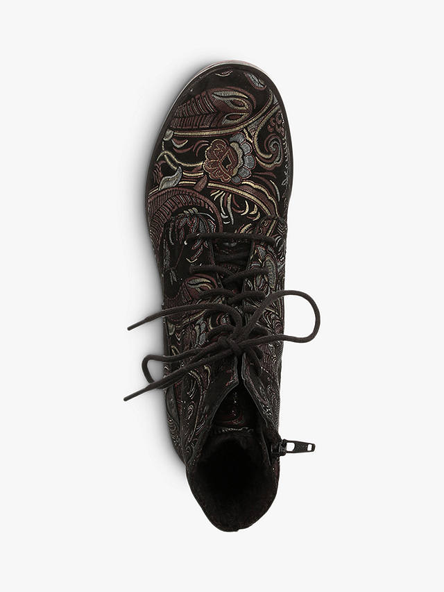 Josef Seibel Sanja 01 Paisley Leather Ankle Boots, Black
