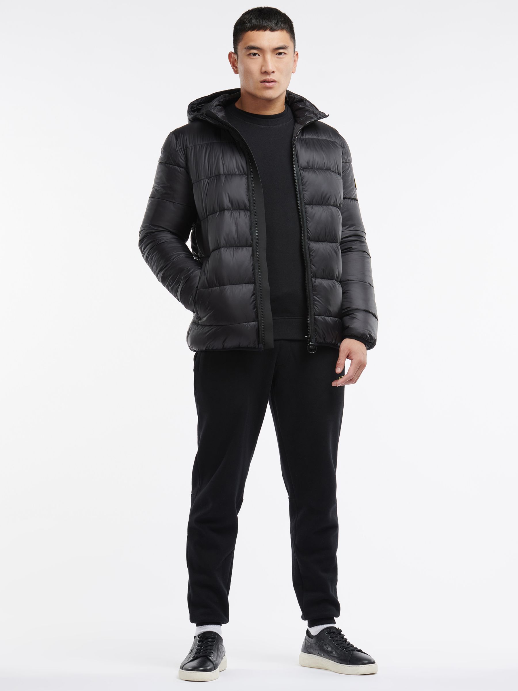 Superdry Hooded Microfibre Sports Puffer Jacket, Baltic Blue at John Lewis  & Partners