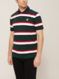 GANT Banner Shield Stripe Short Sleeve Polo Top, Tartan Green/Multi