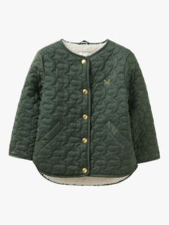 Crew Clothing Kids' Star Quilted Jacket, Olive Green, 10-11 years