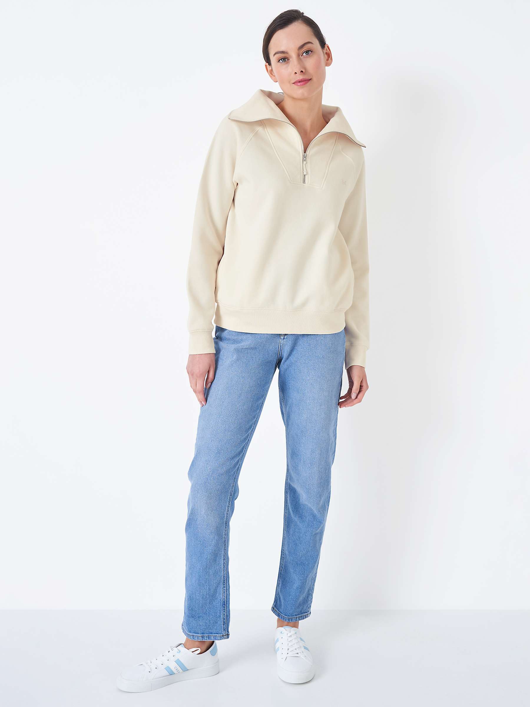 Buy Crew Clothing Zip Neck Popover Sweatshirt, Cloud Online at johnlewis.com