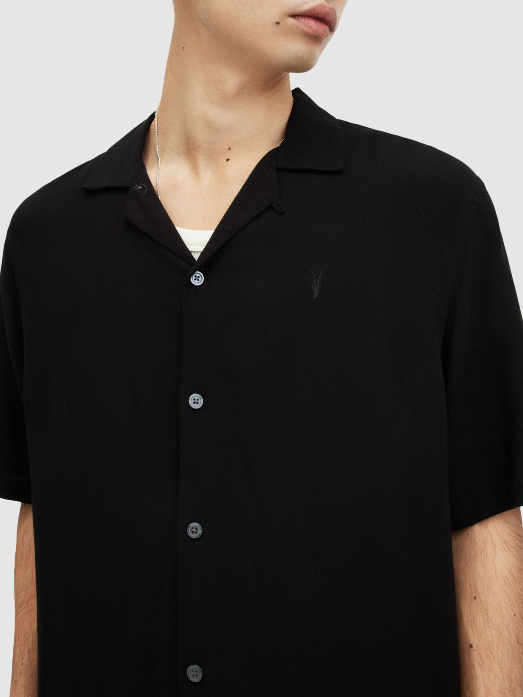 AllSaints Venice Short Sleeve Shirt, Black at John Lewis & Partners