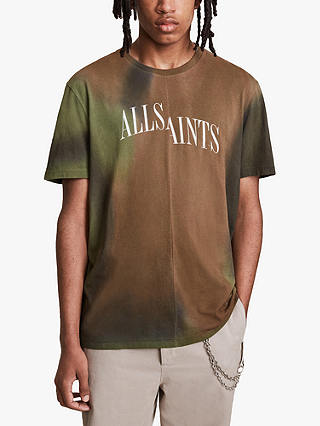AllSaints Camo Dropout Crew T-Shirt, Meadow Green
