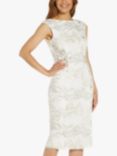 Adrianna Papell Floral Embroidered Midi Dress, Ivory
