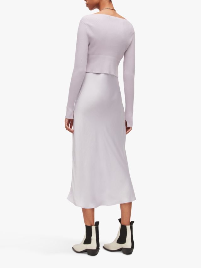 AllSaints Hera 2-in-1 Midi Dress, Misty Lilac, XS