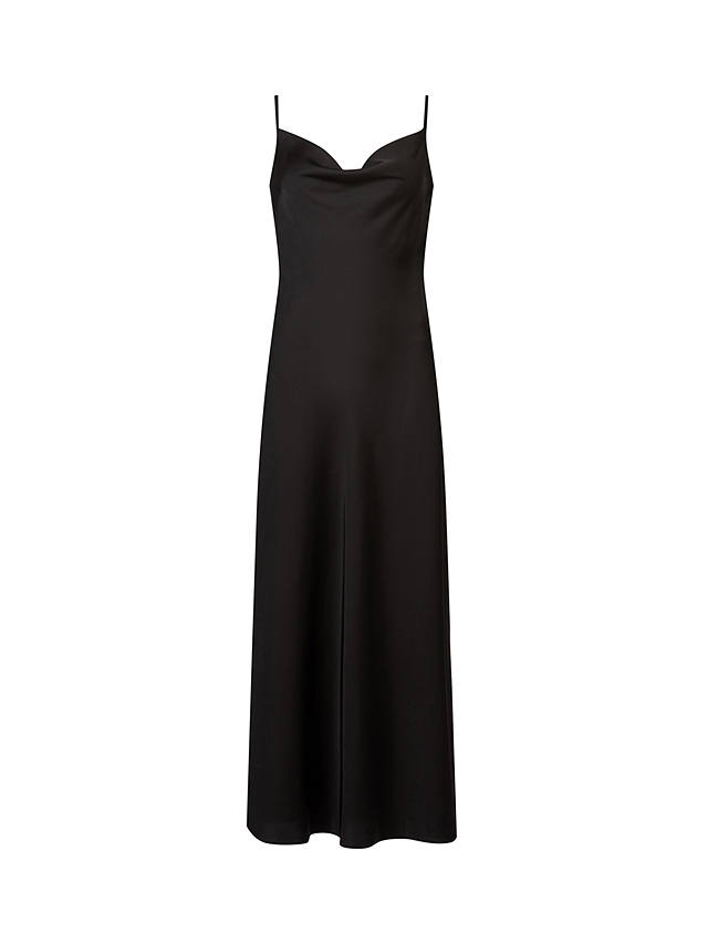AllSaints Hadley Cowl Neck Midi Slip Dress, Black