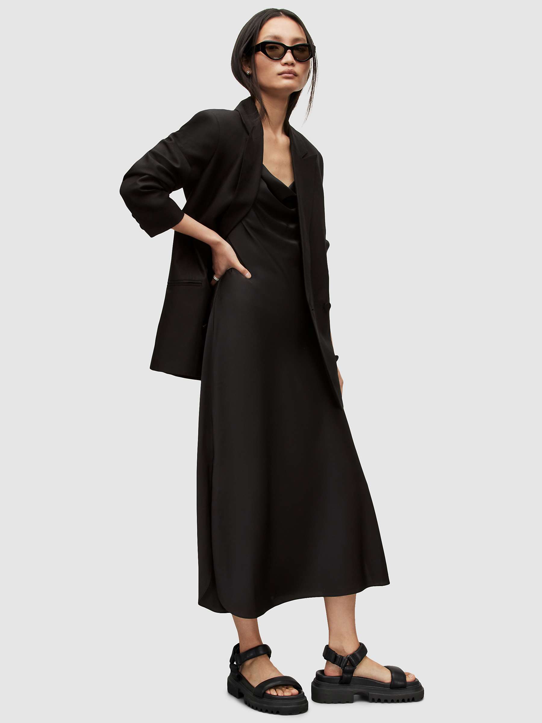Buy AllSaints Hadley Cowl Neck Midi Slip Dress Online at johnlewis.com