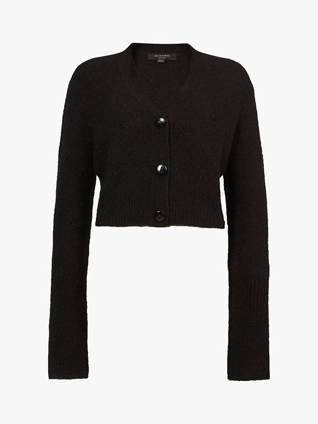 AllSaints Wick Cropped Cardigan, Black at John Lewis & Partners