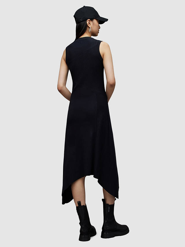 AllSaints Gia Asymmetric Hem Midi Dress at John Lewis & Partners